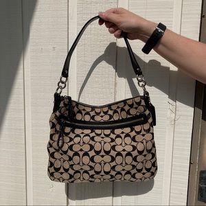 Coach Tan + Black Shoulder Bag Purse